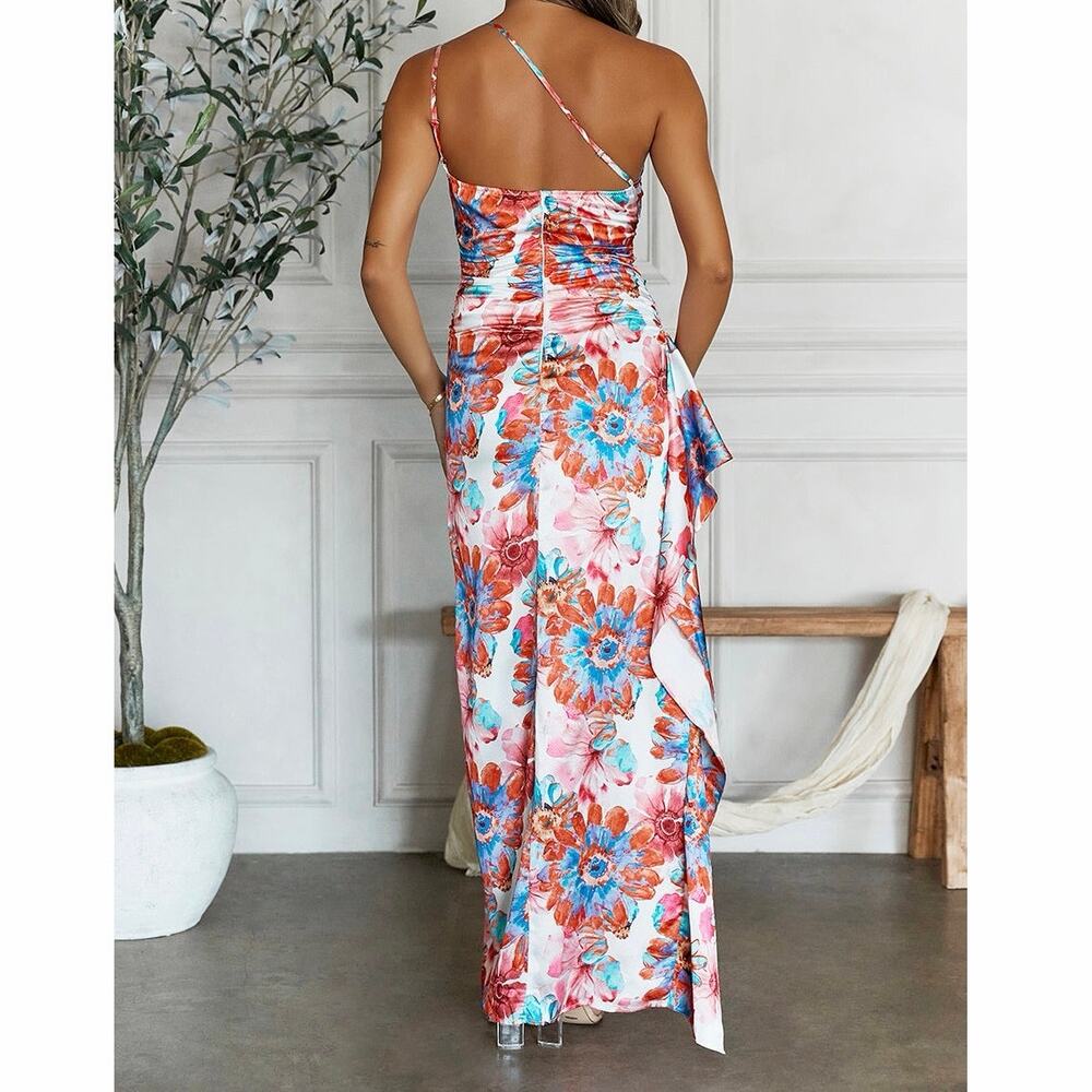 Hello Molly That's So Fetch White, Blue, Coral Elianna Floral Maxi Dress Size 4 - Picture 2 of 10